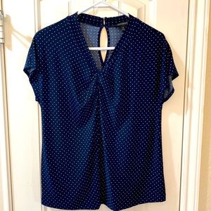 Navy top with white polka dots